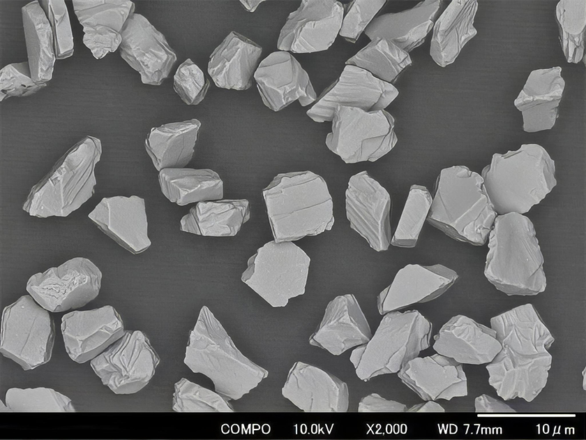 SEM image of the surface of nickel-plated diamond particles