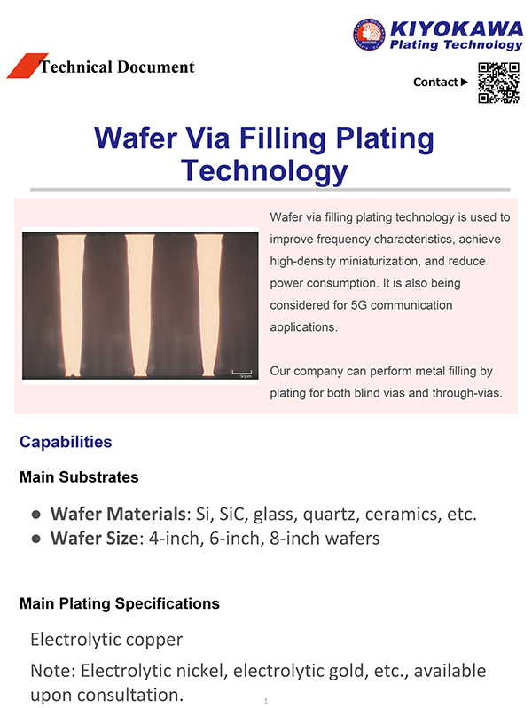 ElWafer Via Filling Plating Technology (TSV/TGV)