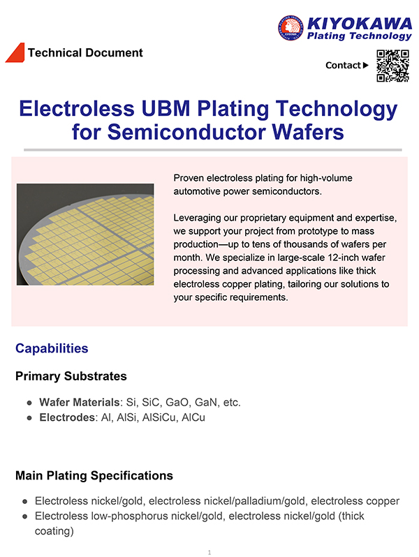 Electroless UBM Plating Technology